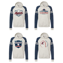 Load image into Gallery viewer, Indigo + Oatmeal Ringer Hoodie (Adult Sizes Only)