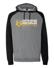Load image into Gallery viewer, Wyoming Underground Wrestling Raglan Hooded Sweatshirt (Add'l Color!)