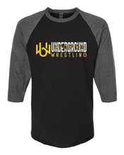 Load image into Gallery viewer, Wyoming Underground Wrestling Three-Quarter Raglan Shirt (Add'l Colors!)