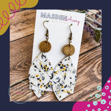 Load image into Gallery viewer, Leather and Wood Poppy Floral Earrings