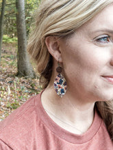 Load image into Gallery viewer, Leather and Wood Floral Earrings