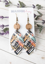 Load image into Gallery viewer, Leather and Wood Brushstroke Earrings