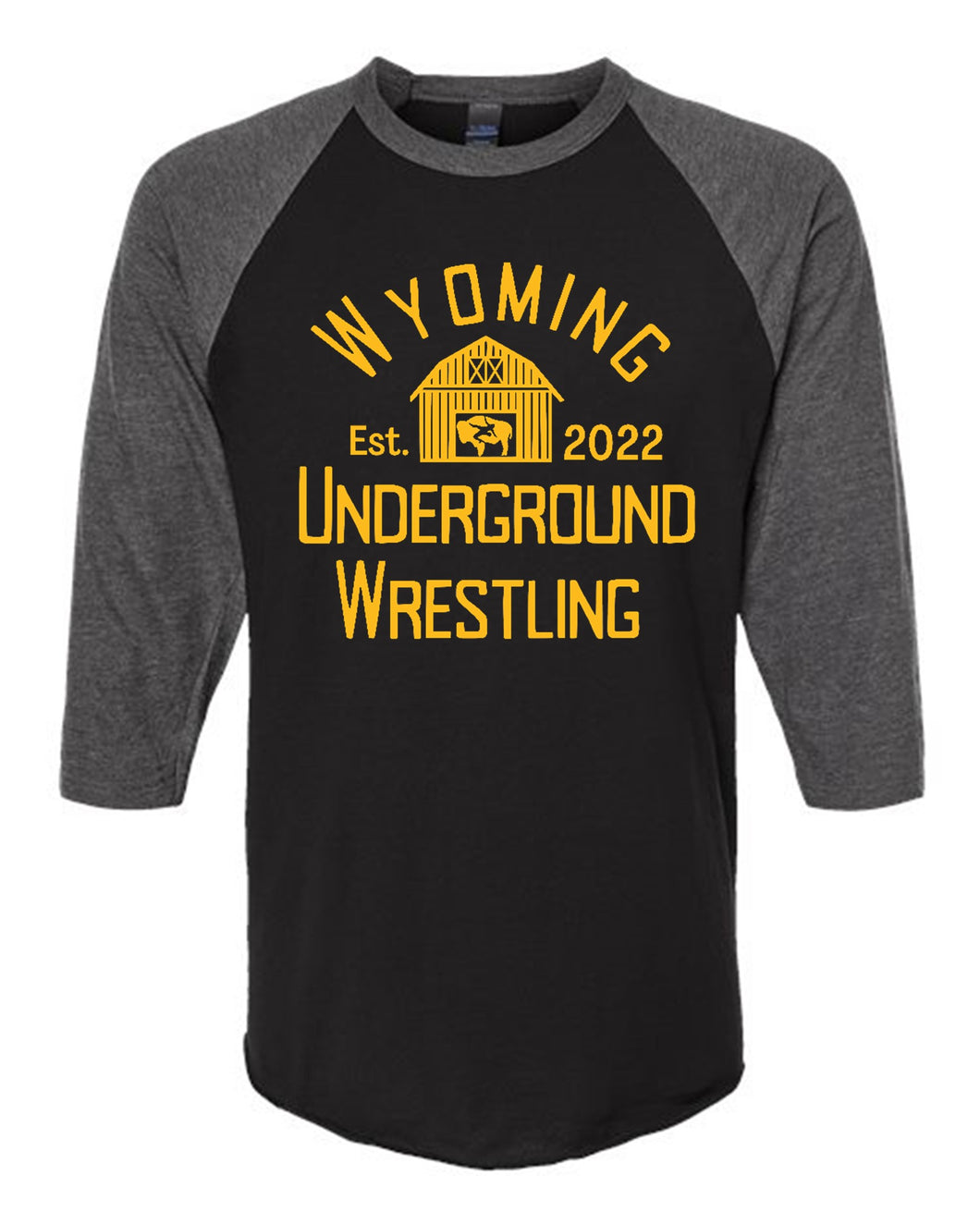 Wyoming Underground Wrestling Three-Quarter Raglan Shirt (Add'l Colors!)