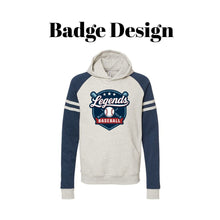 Load image into Gallery viewer, Indigo + Oatmeal Ringer Hoodie (Adult Sizes Only)
