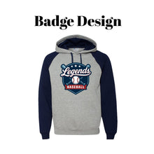 Load image into Gallery viewer, Navy + Gray Raglan Hoodie
