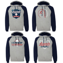 Load image into Gallery viewer, Navy + Gray Raglan Hoodie
