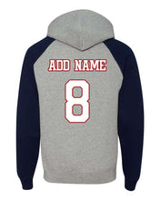 Load image into Gallery viewer, Navy + Gray Raglan Hoodie
