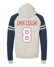Load image into Gallery viewer, Indigo + Oatmeal Ringer Hoodie (Adult Sizes Only)
