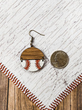 Load image into Gallery viewer, Baseball Half Circle Earrings
