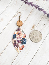 Load image into Gallery viewer, Leather and Wood Floral Earrings
